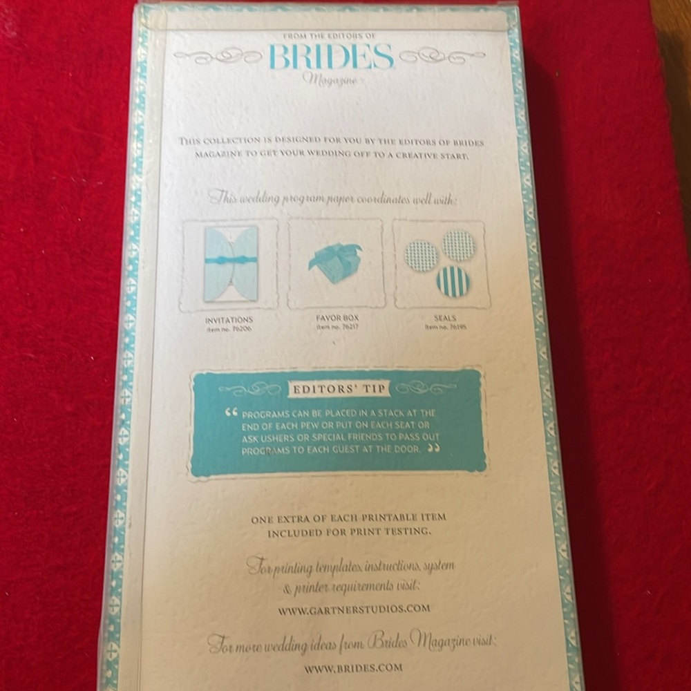 Brides Magazine Wedding Collection-Printable Program Kit- 40 ct. - Picture 5 of 5